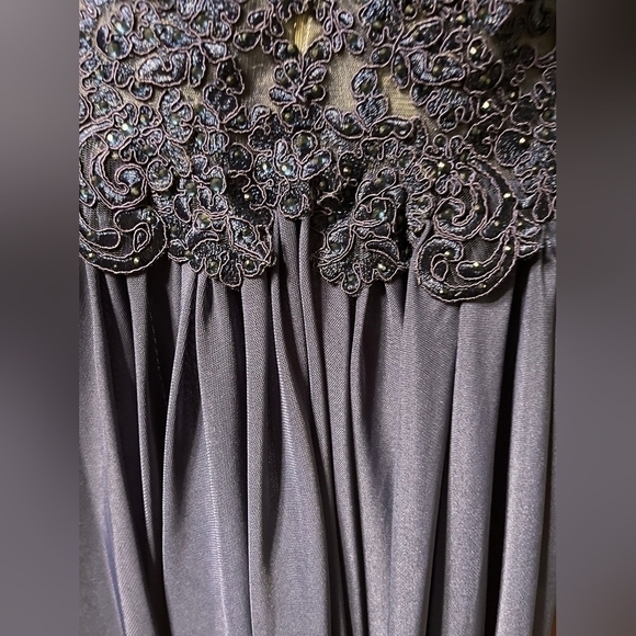 Nwt Prom Sherri Hill Lace Plunging bodice low back Blue Cocktail Dress Gown 2 - Picture 6 of 16